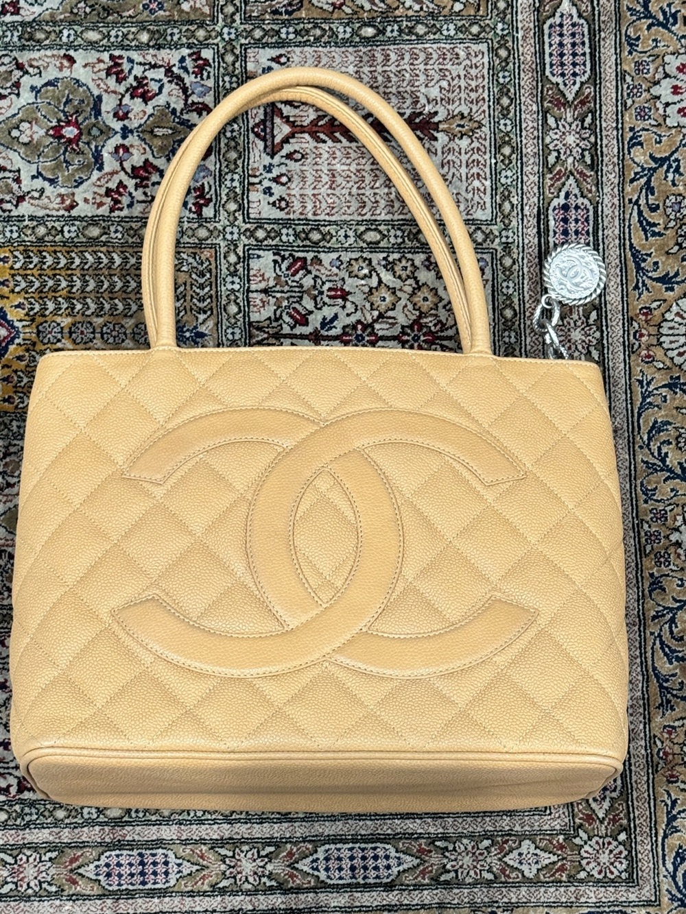 Authentic CHANEL Caviar Quilted Medallion Tote with Interlocking CC